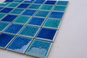 Decorative Mexican Discount Blue And Green 6x6 Porcelain Pool Tile