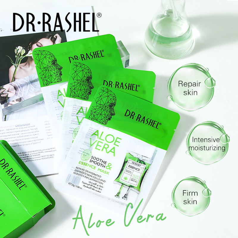 DR.RASHEL Aloe Vera yatıştırıcı ve pürüzsüz yüz maske yaprağı 25g * 5pcs