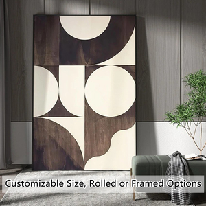 Arte Geométrico Minimalista Hecho a Mano de Primera Calidad, Decoración de Pared Texturizada Contemporánea de Mediados de Siglo, para Dormitorio, Vestíbulo de Hotel - Product Image 1