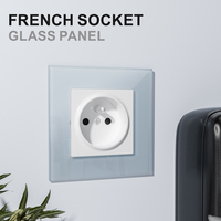 Panneau en verre trempé standard de l'UE de vente chaude blanc noir gris couleur or prise électrique prise murale française