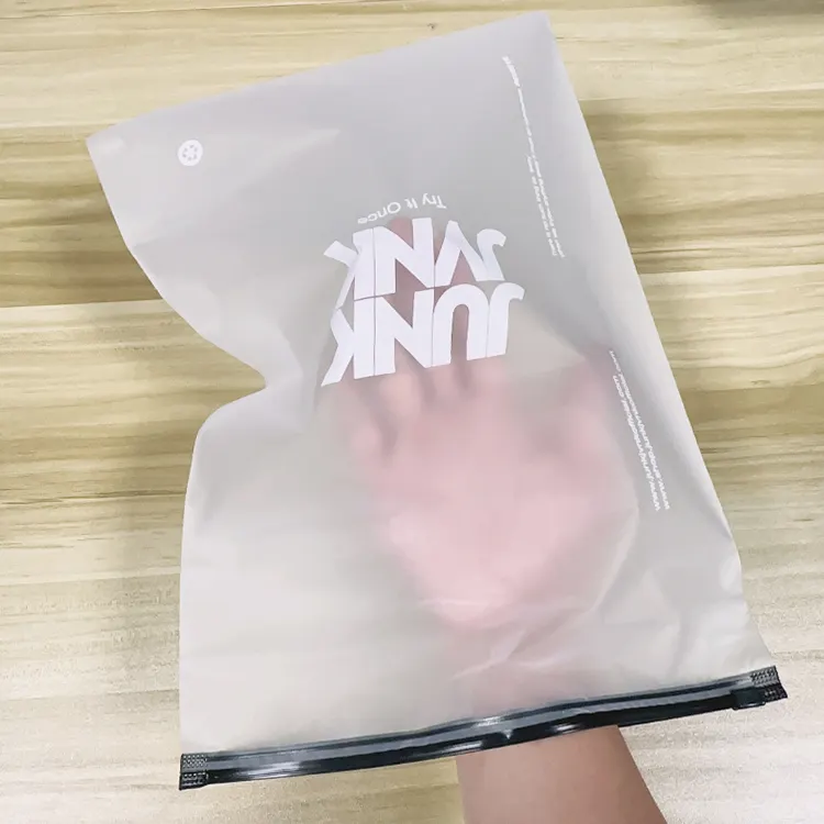 Free Personalized Custom Printing Brand Logo Poly Eva Frosted Zip Lock Packaging Bag For Clothing