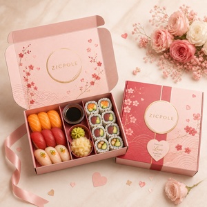 Boîte de livraison de <span class=keywords><strong>sushi</strong></span> en papier écologique, résistante aux fuites, personnalisée, avec séparateurs, pour l'emballage de plats japonais <span class=keywords><strong>à</strong></span> emporter - Product Image 1