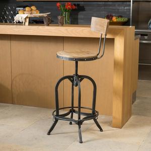 <span class=keywords><strong>Tabouret</strong></span> de <span class=keywords><strong>bar</strong></span> industriel vintage réglable en <span class=keywords><strong>bois</strong></span> naturel avec dossier - Product Image 4