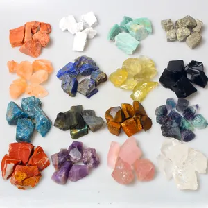 Оптовая продажа, натуральные Исцеляющие кристаллы-сырые камни из аметиста, розового кварца для камня чакры, пакеты 100 г