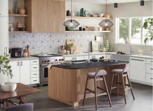 Armoires de cuisine en bois massif de style moderne de luxe avec robinet en contreplaqué traité acrylique, glissière de tiroir, panier de tiroir, design de dosseret - Product Image 5