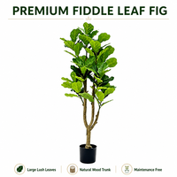 Plante artificielle Ficus lyrata à l'aspect naturel et aux feuilles volumineuses, vente en gros pour jardin, véranda, hall d'entrée, restaurant, salle de conférence
