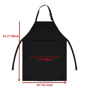 Black <b>Apron</b> 34.5 In X 25 In With Pocket For <b>Work</b> Use Solid Color Waterproof Design - Product Image 1