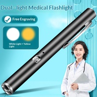 Lampe torche stylo rechargeable pour usage domestique, double source lumineuse LED jaune et blanche, en acier inoxydable, lampe d'examen buccal, indice de protection IP20, 3-5