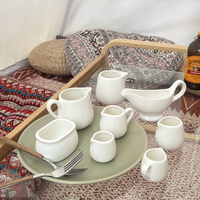 Offre Spéciale céramique trempage tasse en céramique jus seau creamer saucière en céramique sauce bateau avec soucoupe sauce tasses de bouillon