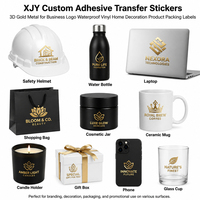 Autocollants de transfert adhésifs personnalisés XJY, métal doré 3D pour logo d'entreprise, vinyle imperméable, décoration de la maison, étiquettes d'emballage de produits