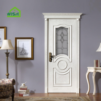 Porte de salle de bain en verre classique en MDF, finition moderne, étanche, manuelle, de luxe, pour appartement et chambre à coucher