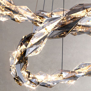 Lustre en cristal finition or, forme E26, LED, télécommande, intensité variable, blanc chaud 3500K, hauteur réglable, suspension 5 ans de garantie - Product Image 6