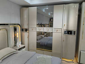 Elegante Set di mobili Royal classici di lusso king Size Set di mobili <span class=keywords><strong>da</strong></span> <span class=keywords><strong>camera</strong></span> <span class=keywords><strong>da</strong></span> <span class=keywords><strong>letto</strong></span> color crema alta lucida - Product Image 2