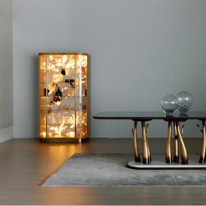 Luxury Modern Curved Glass Wine <b>Cabinet</b> <b>Tall</b> Freestanding High-gloss Eco-friendly Display Storage for <b>Living</b> <b>Room</b> Ze-260156 - Product Image 5