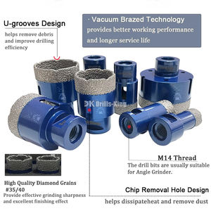 8 pièces outils de <span class=keywords><strong>carreleur</strong></span> M14 foret à noyau de diamant brasé <span class=keywords><strong>Kit</strong></span> de scie cloche pour carrelage en béton céramique - Product Image 4