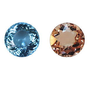 พลอยสังเคราะห์พลอยอะความารีนและพีชมอร์แกนไนท์ทรงกลมสีฟ้า4มม. ถึง20มม. ได้รับการรับรองแบบหลวมในห้องปฏิบัติการ - Product Image 1