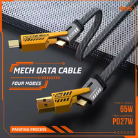 Cable de Carga Rápida USB 4 en 1 de Alta Calidad, con Trenzado de Nailon y Aleación de Zinc, de 27W a 65W, para iPhone
