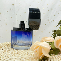 Bouteilles de parfum en verre de forme unique d'hexagone bleu dégradé de 100ml
