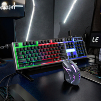 Grosir murah RGB Backlit USB Wired Keyboard Gaming Kit Mouse Combo tata letak Arab tahan air dalam stok