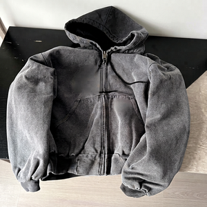 SHAFIQ SPORTS 2026 Blousons en cuir streetwear chic, mode coréenne, zippés, unis, amples, oversize, à capuche, pour homme, hiver - Product Image 1