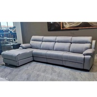 Meubles de maison modernes en forme de L, tapisserie, moteur, canapé en tissu inclinable, avec haut-parleur et chargeur USB, offre spéciale