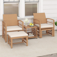 Modernes Rattan-Sofa mit Kissen, Garten-Loungeset aus Korbgeflecht, Outdoor-Möbelset mit 2 Sesseln