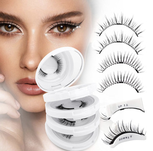 Cils magnétiques faits à la main avec applicateur, aspect naturel, cheveux synthétiques, réutilisables, kit de 4 paires de faux cils, application et retrait faciles - Product Image 3