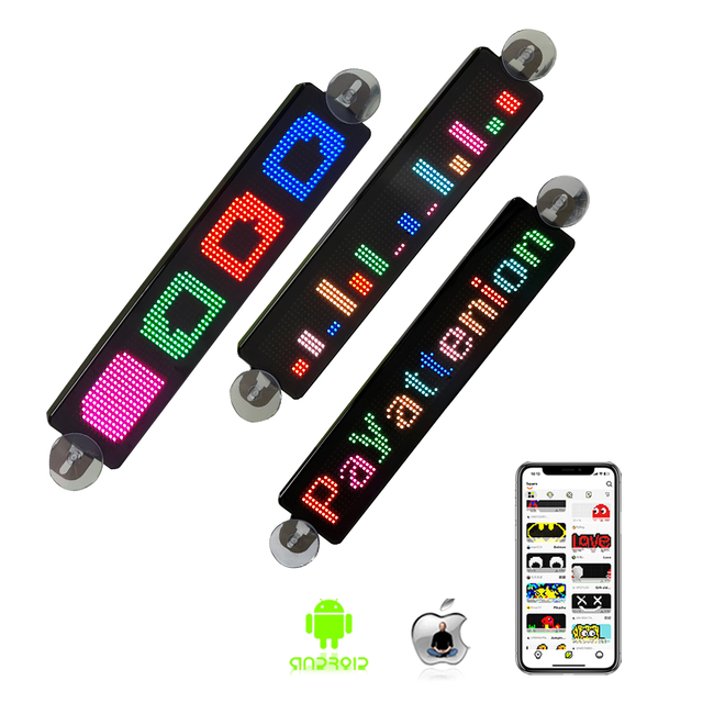 RGB Color Mini LED Moving Sign Glass Window Advertising Screen APP Control Light up Scrolling LED Message Board for Shop Car