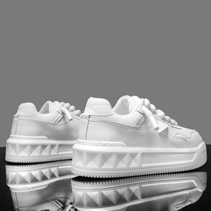 Men's Trendy White Casual Board Shoes with Thick <b>Soles</b> Increased <b>Inner</b> Height Breathable Versatile Luxury Designer Shoes - Product Image 3