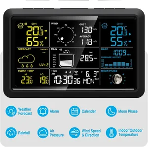Station météo professionnelle Tuya <span class=keywords><strong>Wi</strong></span>-<span class=keywords><strong>Fi</strong></span> avec hygromètre, thermomètre, calendrier automatique, réveil, capteur UV, capteur de vent et de pluie, prévisions météo - Product Image 3