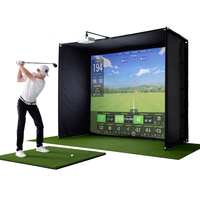 Filets de simulateur de golf de taille personnalisable avec cadre et kit d'écran anti-impact HD pour la pratique du golf en intérieur et en extérieur
