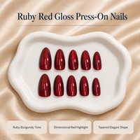 Faux ongles à presser T1065 Kaixin Cherries Red Central Ellipse, rouge profond, pour usage intérieur, fournitures pour ongles