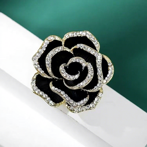 Broche de vêtement haut de gamme pour femme, motif fleur de camélia Hesiod en strass, broche personnalisée entièrement sertie de diamants, broche rose multicouche - Product Image 4