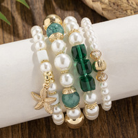 4 sets Boheemse armbanden Creatieve damessieraden Zeester Parel Meerlaagse kralenarmband Kralen
