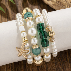 <span class=keywords><strong>4</strong></span> ensembles de bracelets bohèmes créatifs pour femmes, bijoux étoile de mer, perles multicouches, bracelet à perles - Product Image 6