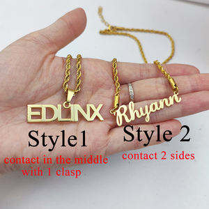 Benutzer definierte Namens kette Edelstahl 18 Karat vergoldet Frauen <span class=keywords><strong>Name</strong></span> Brief Halskette Personal isiert anpassen Namens schmuck für Frauen - Product Image 3