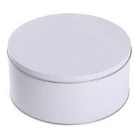 Boîte en étain blanche personnalisée, emballage rond en métal pour chocolat, boîte à thé, boîte cadeau