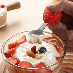 Nuovo Set di Cucchiai Riutilizzabili in Acciaio Inox con Motivo Frutta, Design Classico per Bambini, Set per Alimenti Supplementari 304, Carota - Product Image 4