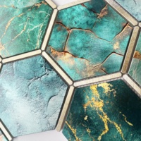 Ubin dinding seni mosaik aluminium kustom hijau Modern, untuk kamar mandi dapur Backsplash Hotel Villa dekorasi dinding Interior rumah