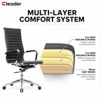 Chaise de bureau exécutive en cuir, ergonomique, pivotante, réglable, à dossier moyen, avec base en forme d'avion, pour professionnels et cadres