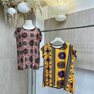 Maglietta modello FYK183 da 1,43 dollari, a maniche corte, vestibilità ampia, taglie forti, abbigliamento <span class=keywords><strong>donna</strong></span>, t-shirt con <span class=keywords><strong>motivi</strong></span>. - Product Image 5