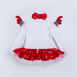 Combinaison et bandeau pour petites filles, de haute qualité, tendance, manches longues, en coton, ensembles de vêtements pour bébé fille, tenues pour <span class=keywords><strong>mon</strong></span> <span class=keywords><strong>1er</strong></span> <span class=keywords><strong>Noël</strong></span> - Product Image 4
