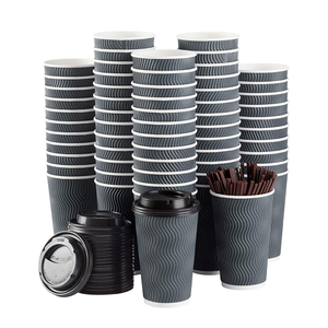 แก้วกาแฟกระดาษคราฟท์แบบใช้แล้วทิ้งขนาด 16 ออนซ์ และ 12 ออนซ์ พร้อมฝาปิด สำหรับพิมพ์ลายตามสั่ง เป็นมิตรกับสิ่งแวดล้อม - Product Image 2