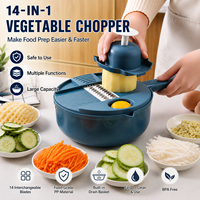 Hotseller 16-in-1 multifunctionele handmatige groentehakker, aardappelsnijder, rasp, cutter, mini-voedselprocessor