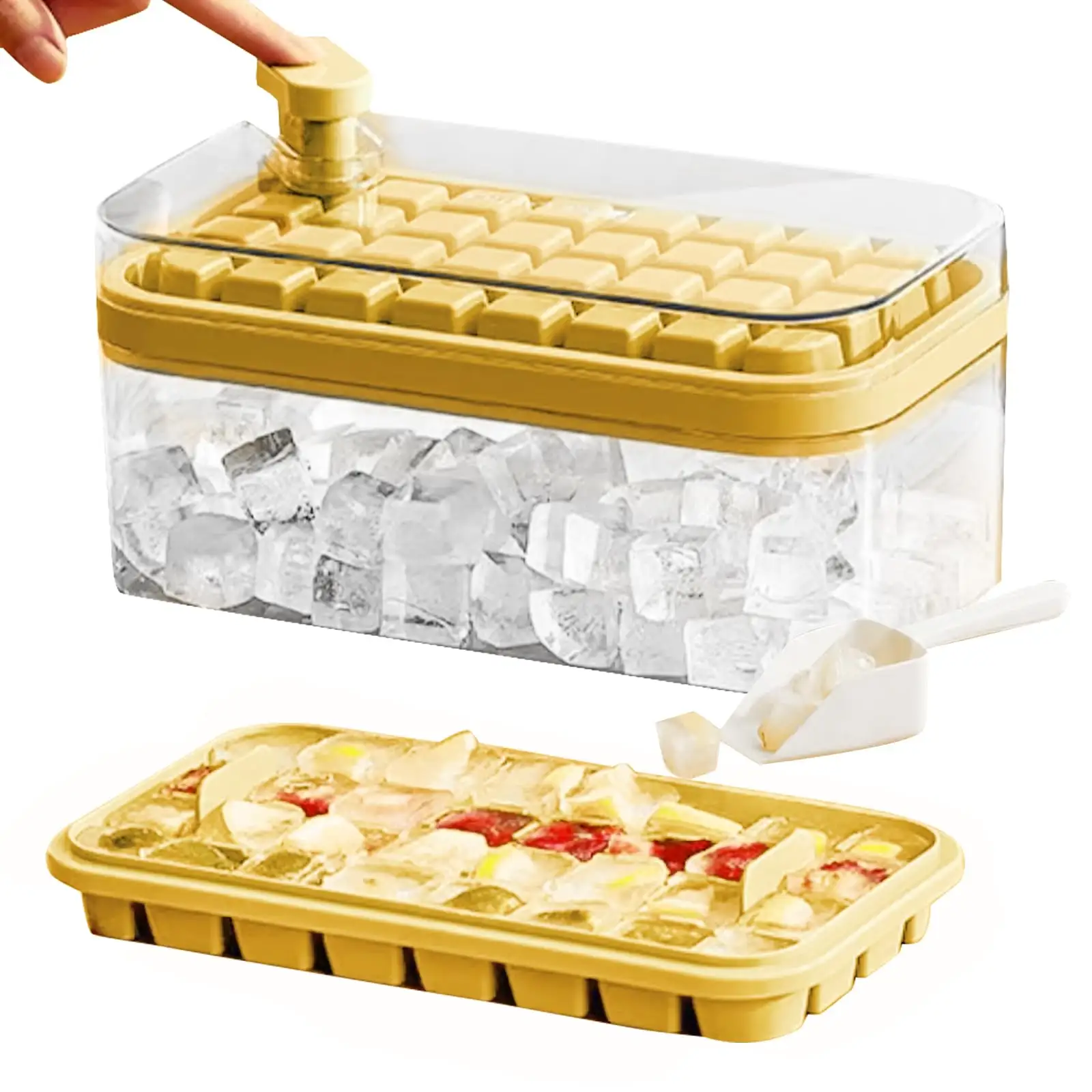 Bandeja de cubitos de hielo de silicona personalizada, molde de cubitos de hielo DIY con tapa, moldes de cubitos de hielo cuadrados, dispositivo de verano de fácil liberación