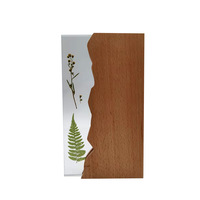 Cube en résine avec feuille de fleur naturelle intégrée, plaque en bois, bloc époxy, spécimen végétal, presse-papiers, ornement, trophée, cristal