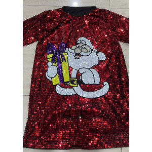Holiday Womens Lentejuelas <span class=keywords><strong>Holly</strong></span> Jolly Mini Vestido de manga corta Santa Baby Lentejuelas Vestido personalizado Lentejuelas Vestido de Navidad - Product Image 2