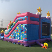 Château gonflable commercial combiné en PVC avec toboggan, château licorne et structure de saut