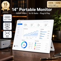 Moniteur portable ultra-fin de 14 pouces 1920x1200 1200P FHD+ 16:10 IPS 300 nits USB-C, deuxième écran externe pour ordinateur portable