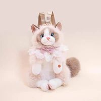 Sac à dos en peluche chat Ragdoll réaliste avec son couineur, sac à bandoulière interactif mignon et doux, jouet confortable, cadeau pour enfants et filles, Kawaii